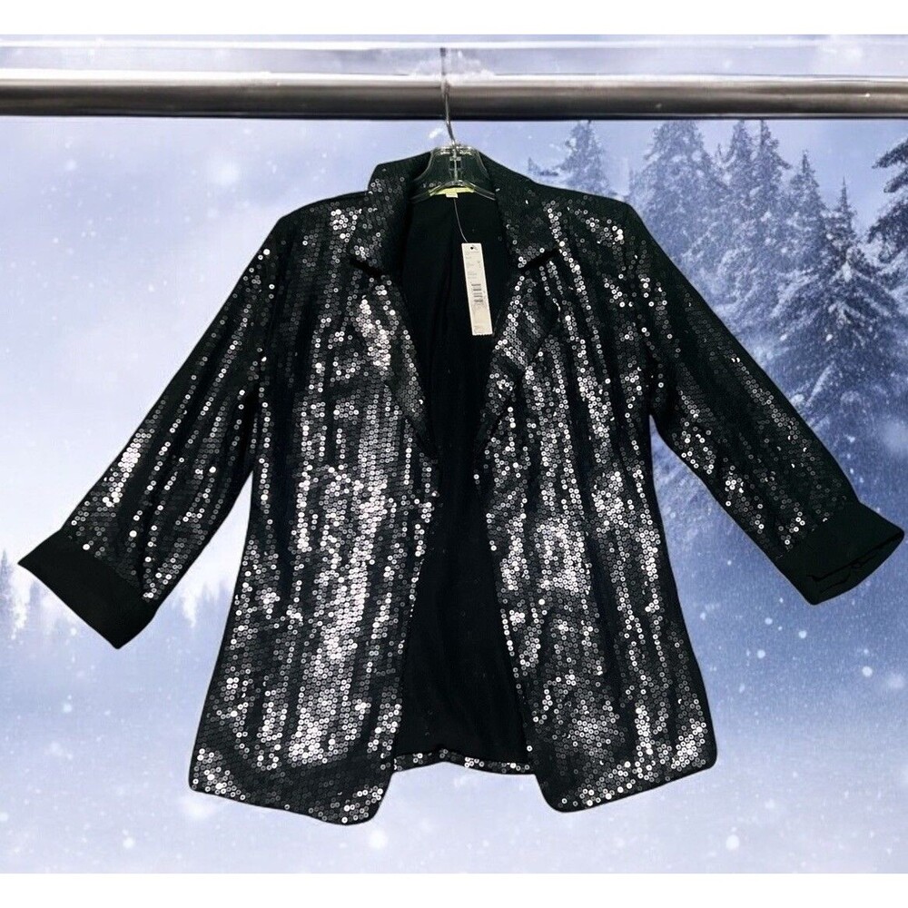 Gianni Bini Black Sequin Jacket